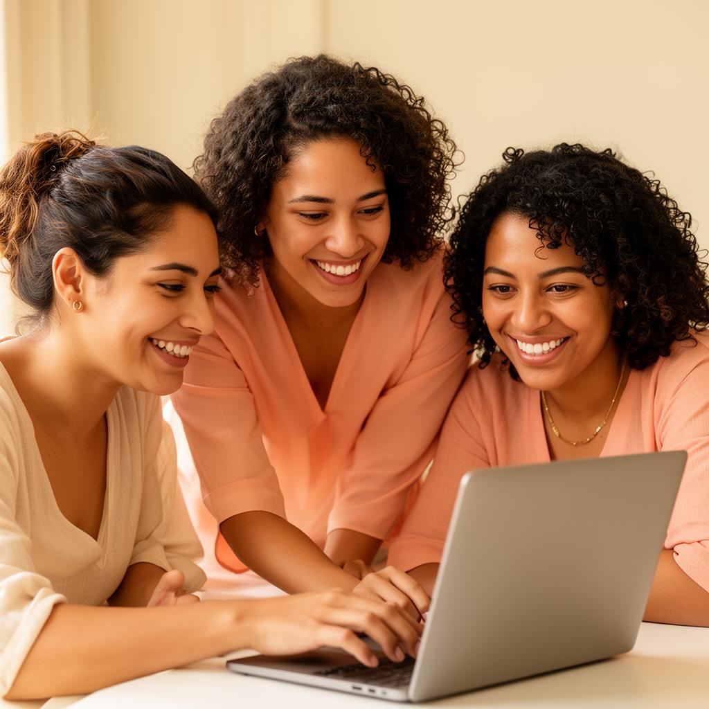 Mujeres latinoamericanas aprendiendo IA juntas